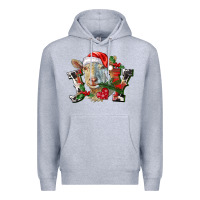 Heather Grey Joy Christmas Goat Premium Hoodie - LillyAllenDesigns