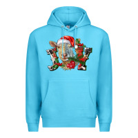Ocean Blue Joy Christmas Goat Premium Hoodie - LillyAllenDesigns