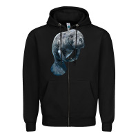 Black Manatee Illustrations Zipper Hoodie - LillyAllenDesigns