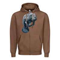 Chestnut Manatee Illustrations Zipper Hoodie - LillyAllenDesigns