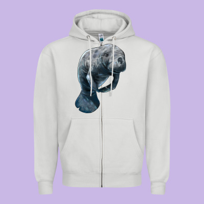 Manatee Illustrations Zipper Hoodie Designed By Lillyallendesigns