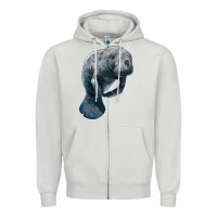 Dove Grey Manatee Illustrations Zipper Hoodie - LillyAllenDesigns