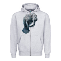 Heather Grey Manatee Illustrations Zipper Hoodie - LillyAllenDesigns