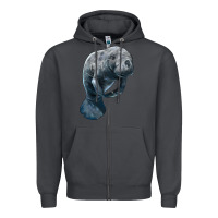 Smoke Manatee Illustrations Zipper Hoodie - LillyAllenDesigns