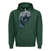 Sports Green Manatee Illustrations Zipper Hoodie - LillyAllenDesigns