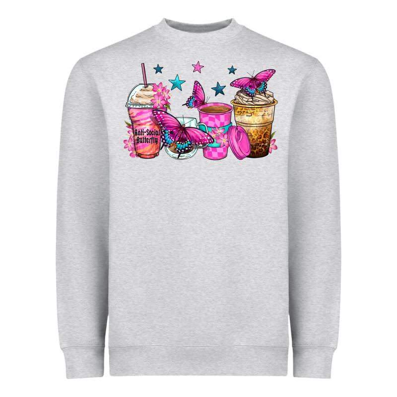 Antisocial Butterfly Coffee Cups Heavyweight Sweatshirt by Zillion Design Studio | Teevron