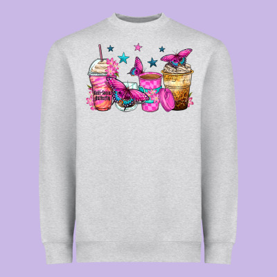 Antisocial Butterfly Coffee Cups Heavyweight Sweatshirt Designed By Zillion Design Studio