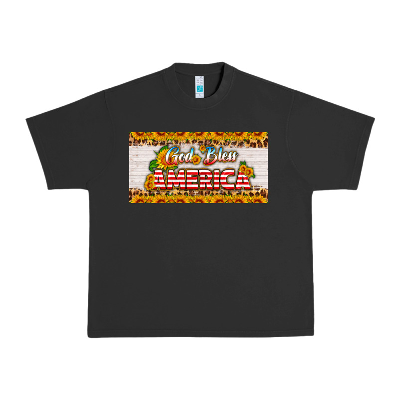 God Bless America Sunflower License Plate Urban Heavy Tee by HRA Design Shop | Teevron