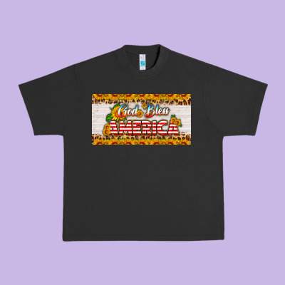 God Bless America Sunflower License Plate Urban Heavy Tee Designed By Hra Design Shop