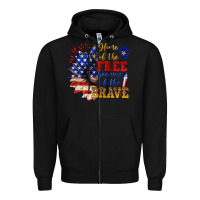 Black home of the free because of the brave Zipper Hoodie - NancyCooperArtShop