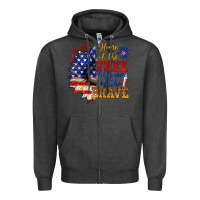 Charcoal Heather home of the free because of the brave Zipper Hoodie - NancyCooperArtShop