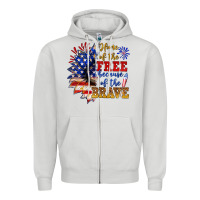 Dove Grey home of the free because of the brave Zipper Hoodie - NancyCooperArtShop