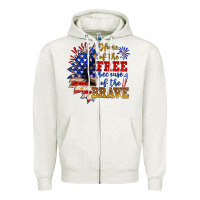 Oatmeal Heather home of the free because of the brave Zipper Hoodie - NancyCooperArtShop