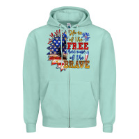 Seafoam home of the free because of the brave Zipper Hoodie - NancyCooperArtShop