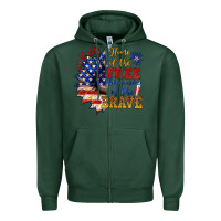 Sports Green home of the free because of the brave Zipper Hoodie - NancyCooperArtShop