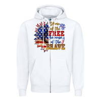 White home of the free because of the brave Zipper Hoodie - NancyCooperArtShop