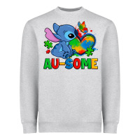 Heather Grey ausome stitch autism Heavyweight Sweatshirt - Zillion Design Studio