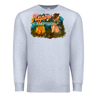 Heather Grey happy camping Premium Sweatshirt - NancyCooperArtShop