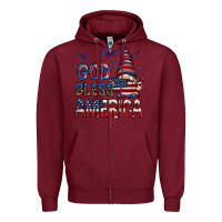 Burgundy god bless america Zipper Hoodie - NancyCooperArtShop