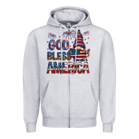 Heather Grey god bless america Zipper Hoodie - NancyCooperArtShop