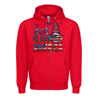 Red god bless america Zipper Hoodie - NancyCooperArtShop
