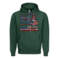 Sports Green god bless america Zipper Hoodie - NancyCooperArtShop
