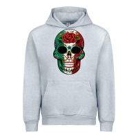 Heather Grey Mexican Skull Urban Hoodie - texasbilliewilder