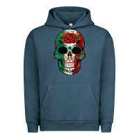 Pigment Midnight Navy Mexican Skull Urban Hoodie - texasbilliewilder