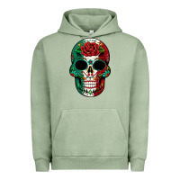 Pigment Oil Green Mexican Skull Urban Hoodie - texasbilliewilder