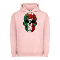 Pigment Salmon Mexican Skull Urban Hoodie - texasbilliewilder