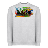 Heather Grey autism american flag Heavyweight Sweatshirt - Zillion Design Studio