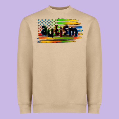 Autism American Flag Heavyweight Sweatshirt Designed By Zillion Design Studio