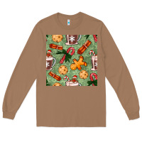 Toasted Coconut christmas hot chocolate and cookies seamless pattern Long Sleeve Tee - BundleAndBundleShop
