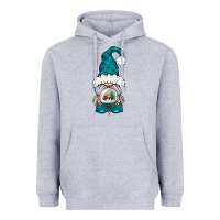 Heather Grey winter gnome with snow globe Heavyweight Hoodie - NancyCooperArtShop
