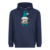 Navy winter gnome with snow globe Heavyweight Hoodie - NancyCooperArtShop