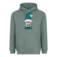 Sage winter gnome with snow globe Heavyweight Hoodie - NancyCooperArtShop