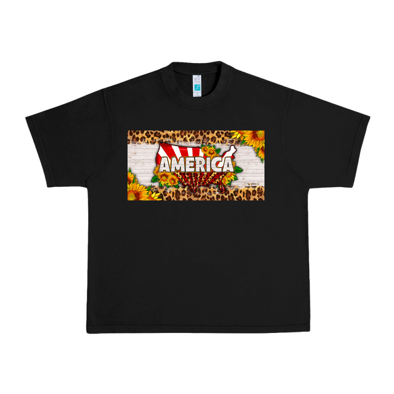 America Map Sunflower License Plate Urban Heavy Tee by HRA Design Shop | Teevron