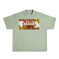 Oil Green america map sunflower license plate Urban Heavy Tee - HRA Design Shop