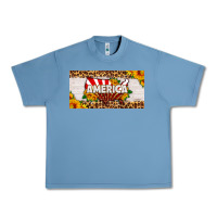 Pebble Blue america map sunflower license plate Urban Heavy Tee - HRA Design Shop