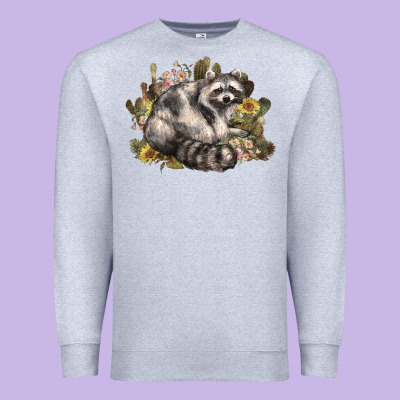 Floral Racoon Western Premium Sweatshirt Designed By Nancycooperartshop