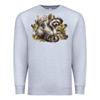 Heather Grey floral racoon western Premium Sweatshirt - NancyCooperArtShop