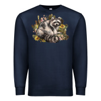 Navy floral racoon western Premium Sweatshirt - NancyCooperArtShop