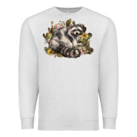 Oatmeal Heather floral racoon western Premium Sweatshirt - NancyCooperArtShop