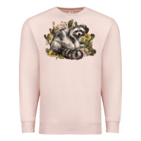 Pale Pink floral racoon western Premium Sweatshirt - NancyCooperArtShop