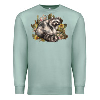 Seafoam floral racoon western Premium Sweatshirt - NancyCooperArtShop