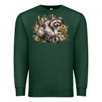 Sports Green floral racoon western Premium Sweatshirt - NancyCooperArtShop