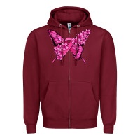 Burgundy pink ribbon breast cancer butterfly Zipper Hoodie - Jasminsmagicworld