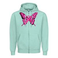 Seafoam pink ribbon breast cancer butterfly Zipper Hoodie - Jasminsmagicworld