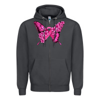 Smoke pink ribbon breast cancer butterfly Zipper Hoodie - Jasminsmagicworld