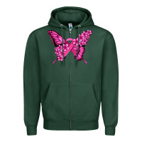 Sports Green pink ribbon breast cancer butterfly Zipper Hoodie - Jasminsmagicworld